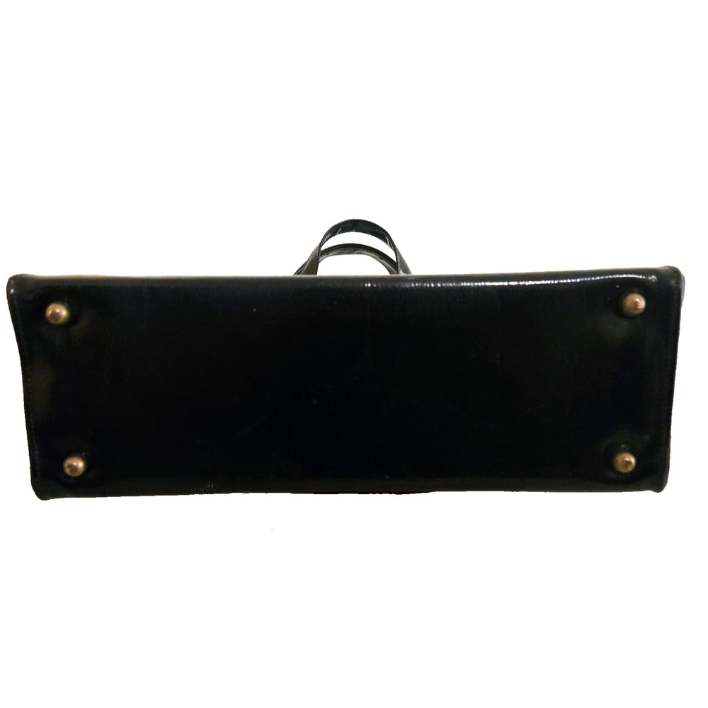 Vintage MOD 1960s A NATURALIZER HAND BAG PURSE Patent Suede Black - Picture 6 of 9